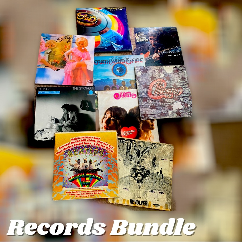VINTAGE RECORDS LOT Beatles Dolly Parton Chicago Heart ELO Billy Joel and more